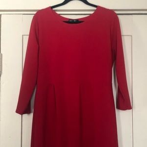 Bella Flore dress. Red with pleated empire waist. Hits below the knee. Size 2x.